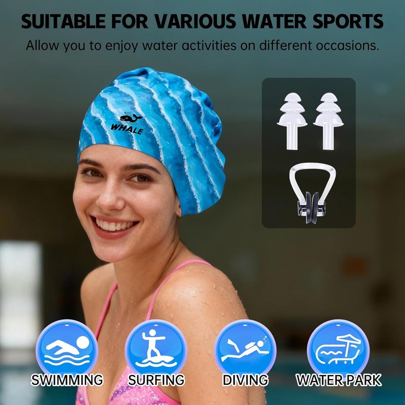 Whale Extra Large Swim Cap Designed for Men and Women with Thick, Long Hair, Hair Extensions Or Afro-Textured Hair Long-Hair Swim Cap Highly Waterproof to Keep Hair Dry - Image 3